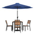 Lark 7 Piece All-Weather Deck or Patio Set with Stacking Faux Teak Chairs, Faux Teak Table & Umbrella with Base