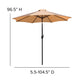 Tan |#| 30inch x 48inch Faux Teak Patio Table, 4 Chairs and Tan 9FT Patio Umbrella with Base