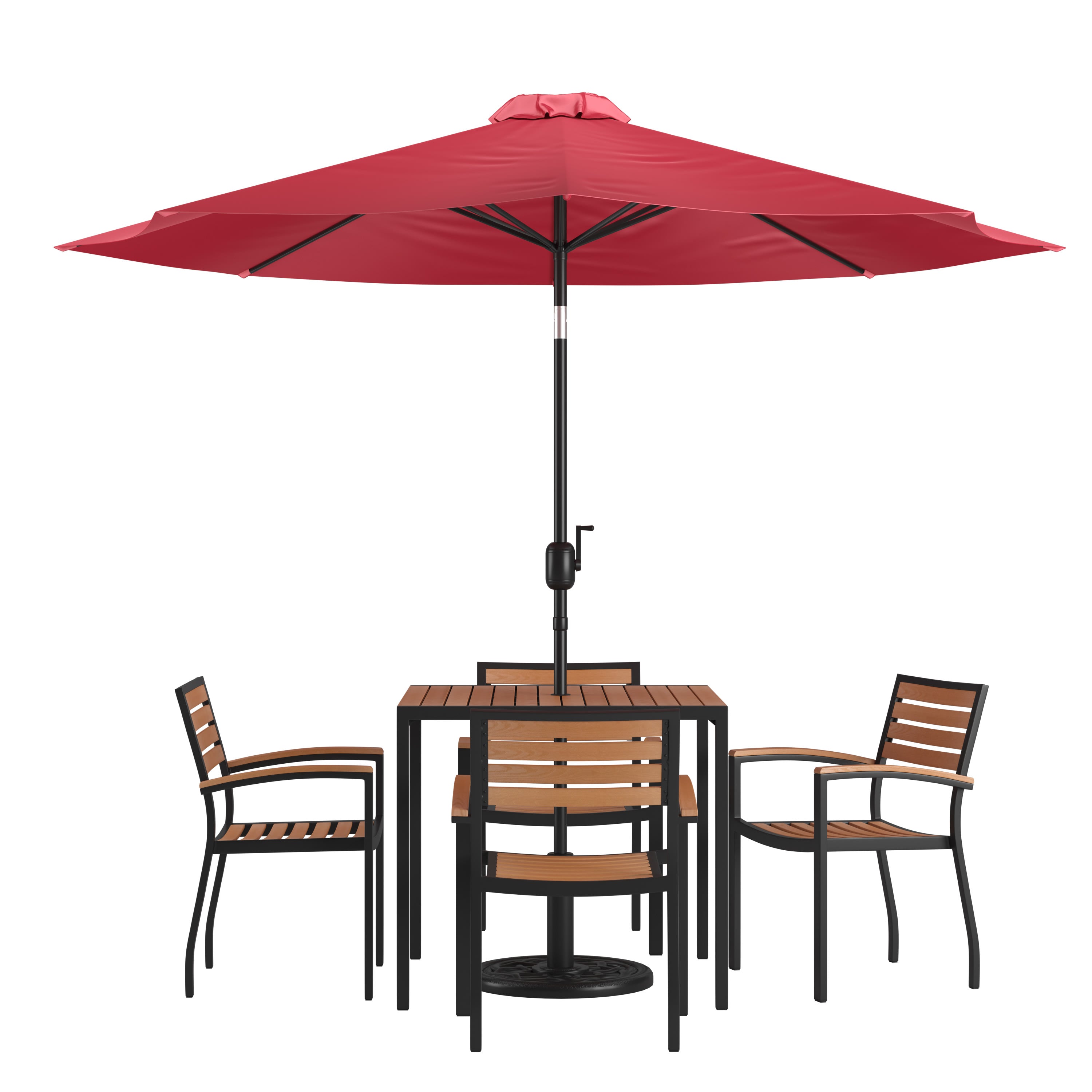 Garden chairs and umbrella top