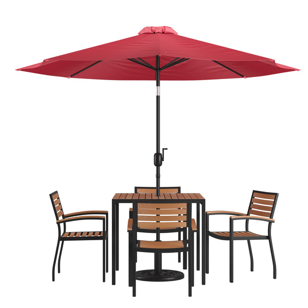 Table-4 Chairs-Umbrella Base XU-DG-810060064-UB19- – BizChair