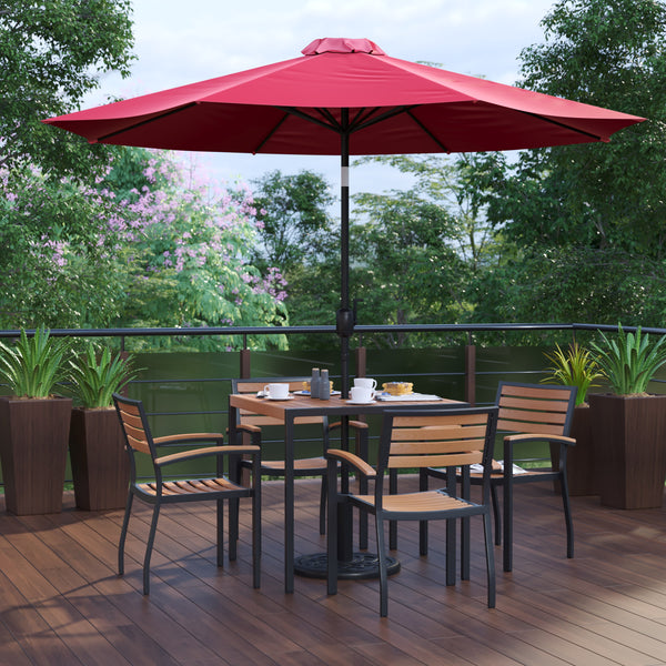 4 person patio table with umbrella Table-4 Chairs-Umbrella & Base XU-DG-810060064-UB19- – BizChair