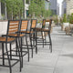 Teak |#| Commercial Grade Outdoor All-Weather Bar Stool with Poly Resin Slats - Teak