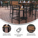Teak |#| Commercial Grade Outdoor Bar Stool with Armrests and Poly Resin Slats - Teak