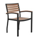 4 Faux Teak Accented Club Chairs and 30inch Square Faux Teak Patio Table Set