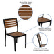 Outdoor Patio Bistro Dining Table Set with 4 Chairs and Faux Teak Poly Slats