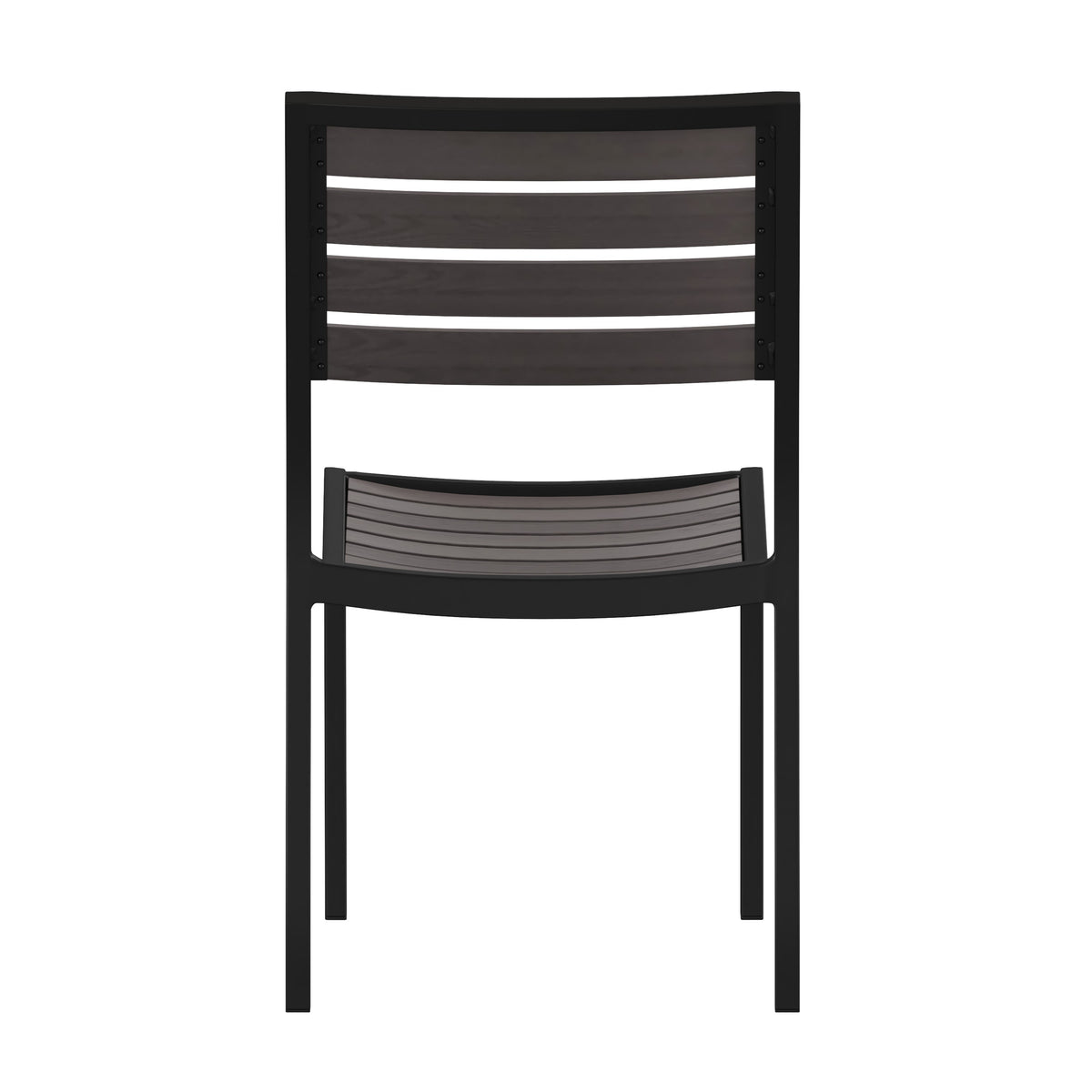 Gray Wash Teak |#| Outdoor Faux Teak Side Chair with Gray Wash Poly Slats - Teak Patio Chair