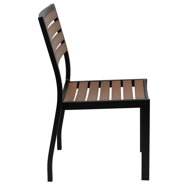 Teak |#| Outdoor Faux Teak Side Chair with Poly Slats - Teak Patio Chair