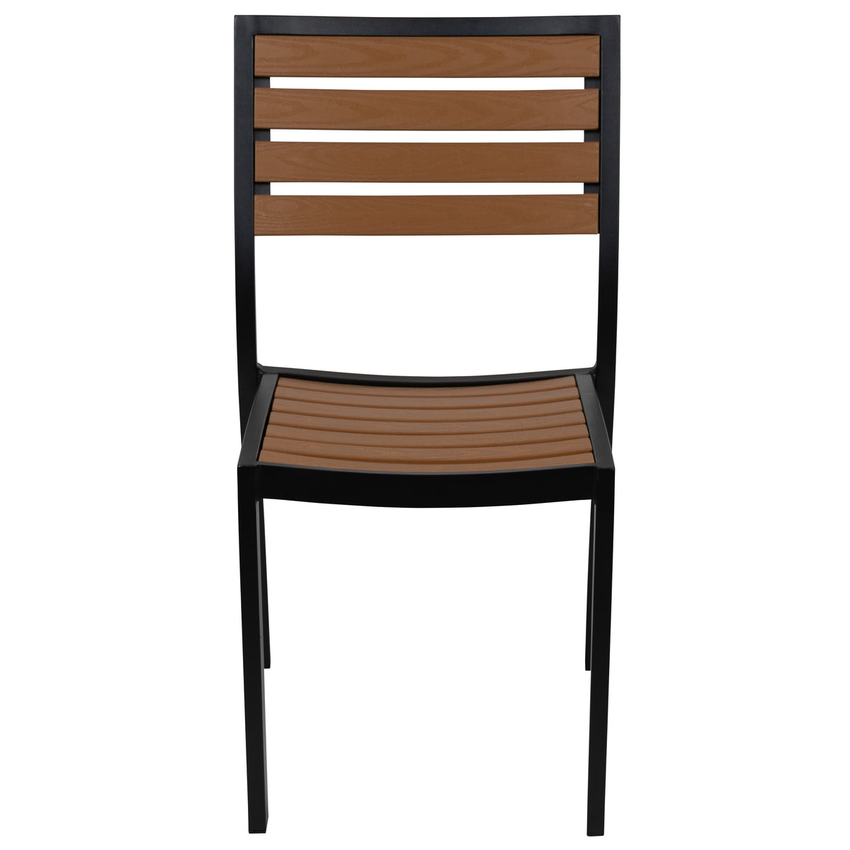 Teak |#| Outdoor Faux Teak Side Chair with Poly Slats - Teak Patio Chair