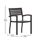 Gray Wash Teak |#| Stackable All-Weather Black Aluminum Patio Chair with Gray Wash Faux Teak Slats