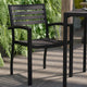 Gray Wash Teak |#| Stackable All-Weather Black Aluminum Patio Chair with Gray Wash Faux Teak Slats