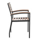 Teak |#| Stackable All-Weather Black Aluminum Patio Chairs with Faux Teak Slats