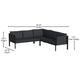 Charcoal |#| Black Steel Frame Sectional with Included Charcoal Cushions and Storage Pockets