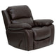 Brown |#| Brown LeatherSoft Rocker Recliner with Bustle Back Cushions and Padded Arms