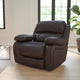 Brown |#| Brown LeatherSoft Rocker Recliner with Bustle Back Cushions and Padded Arms