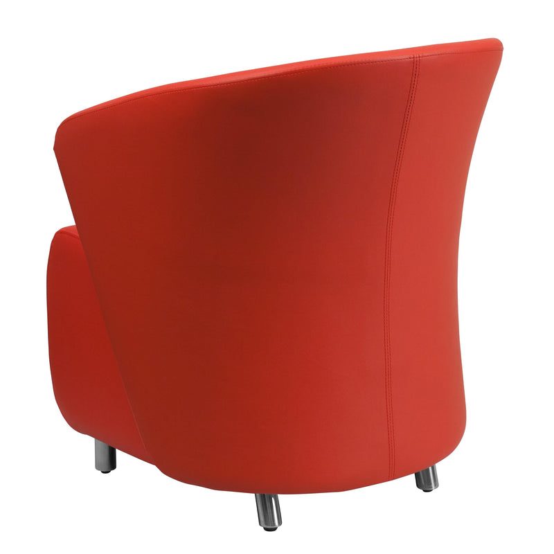 Red |#| Red LeatherSoft Curved Barrel Back Reception and Lounge Chair
