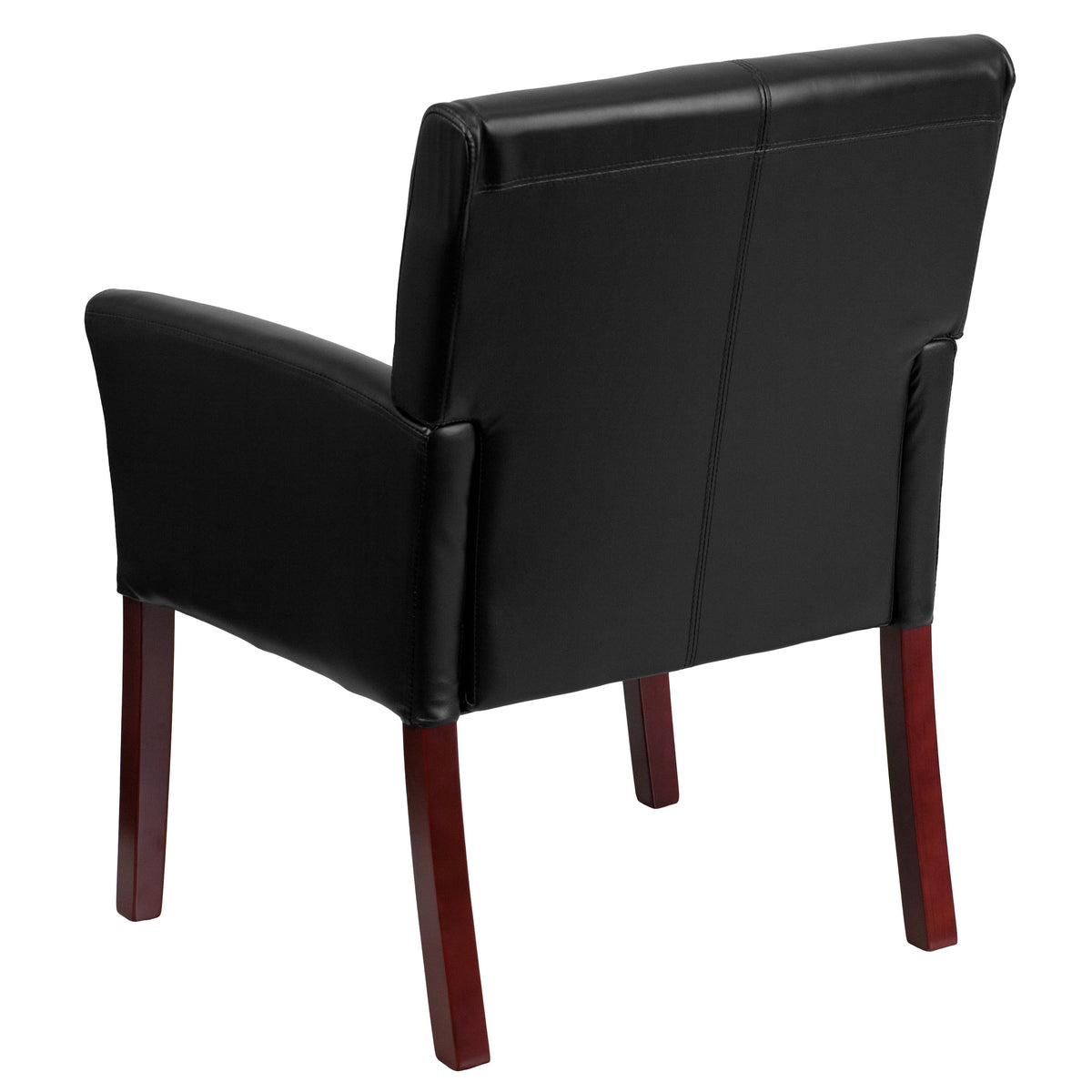 Black |#| Black LeatherSoft Executive Side Reception Chair with Mahogany Legs