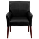 Black |#| Black LeatherSoft Executive Side Reception Chair with Mahogany Legs