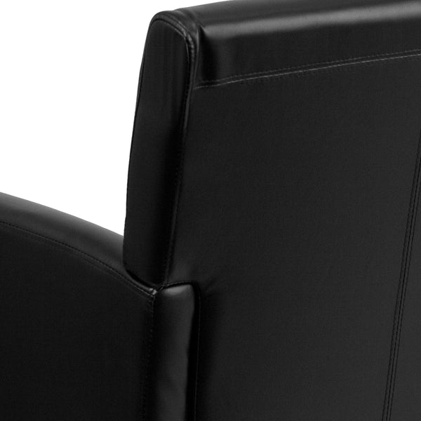 Black |#| Black LeatherSoft Executive Side Reception Chair with Mahogany Legs