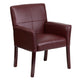 Burgundy |#| Burgundy LeatherSoft Executive Reception Chair with Mahogany Legs - Home Office