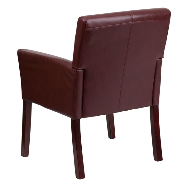 Burgundy |#| Burgundy LeatherSoft Executive Reception Chair with Mahogany Legs - Home Office