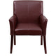 Burgundy |#| Burgundy LeatherSoft Executive Reception Chair with Mahogany Legs - Home Office