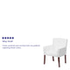 White |#| White LeatherSoft Executive Side Reception Chair with Mahogany Legs