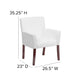 White |#| White LeatherSoft Executive Side Reception Chair with Mahogany Legs