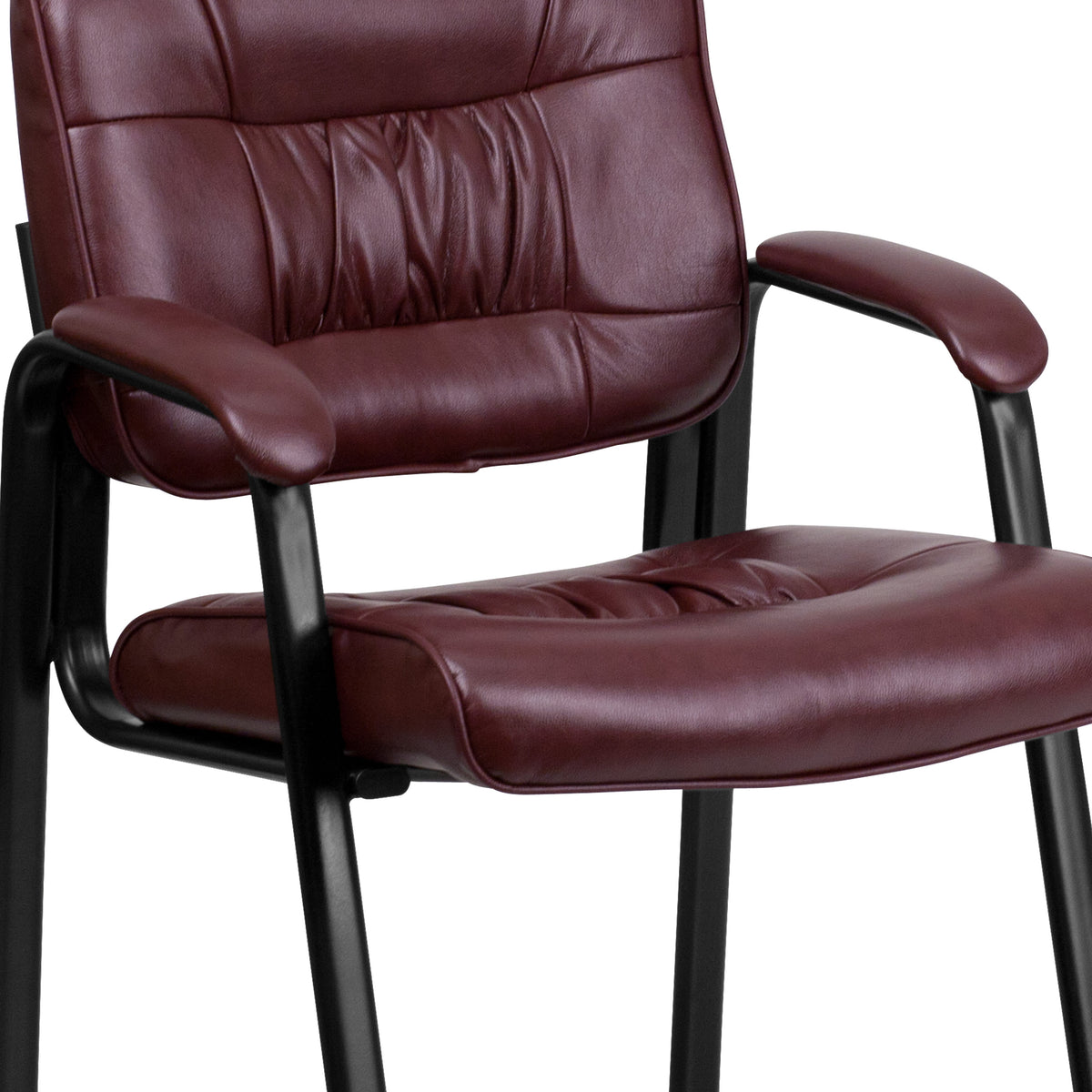 Burgundy LeatherSoft/Black Frame |#| Burgundy LeatherSoft Executive Side Reception Chair w/ Black Frame - Home Office