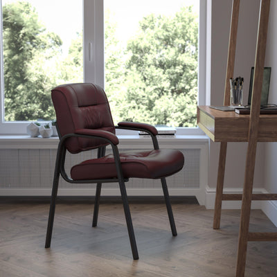 LeatherSoft Executive Side Reception Chair with Powder Coated Frame - View 2