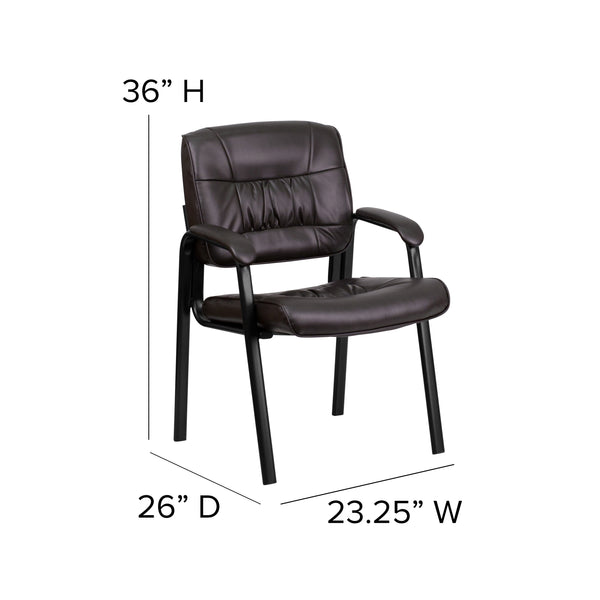 Brown LeatherSoft/Black Frame |#| Brown LeatherSoft Executive Side Reception Chair with Black Frame - Home Office