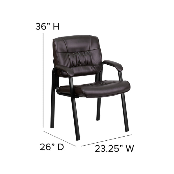 Brown LeatherSoft/Black Frame |#| Brown LeatherSoft Executive Side Reception Chair with Black Frame - Home Office
