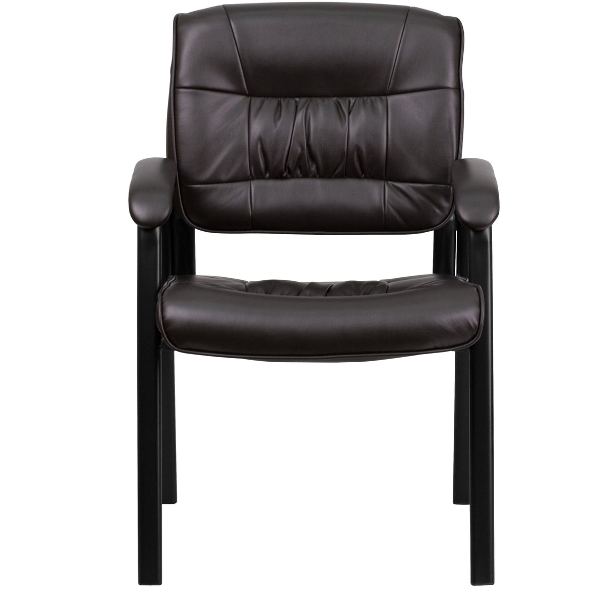 Brown LeatherSoft/Black Frame |#| Brown LeatherSoft Executive Side Reception Chair with Black Frame - Home Office