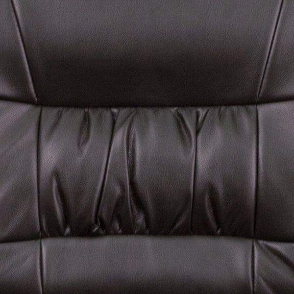 Black LeatherSoft/Black Frame |#| Black LeatherSoft Executive Side Reception Chair with Black Frame - Home Office