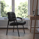 Black LeatherSoft/Titanium Gray Frame |#| Black LeatherSoft Executive Side Reception Lounge Chair with Titanium Gray Frame