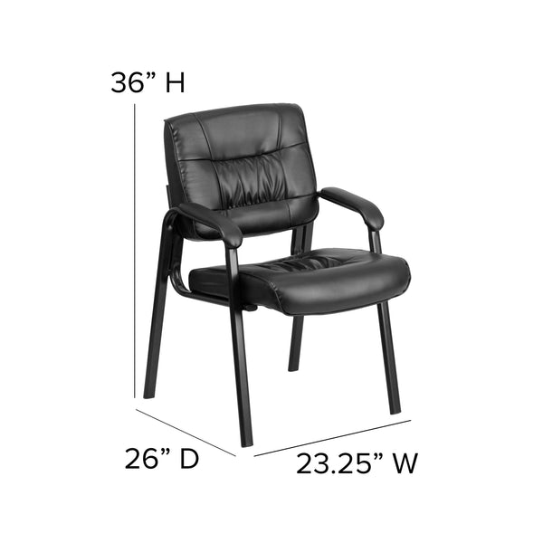 Black LeatherSoft/Titanium Gray Frame |#| Black LeatherSoft Executive Side Reception Lounge Chair with Titanium Gray Frame