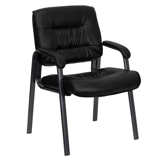 LeatherSoft Executive Side Reception Chair with Powder Coated Frame - View 1