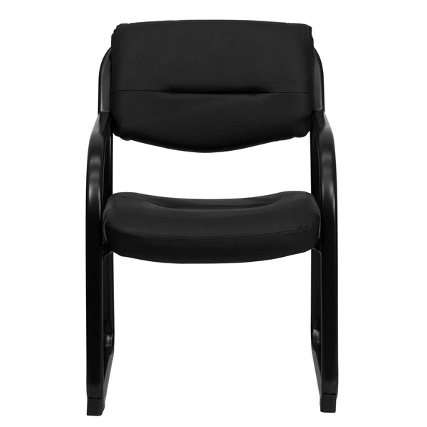 Black LeatherSoft Executive Reception Chair with Sled Base and Foam Padded Seat