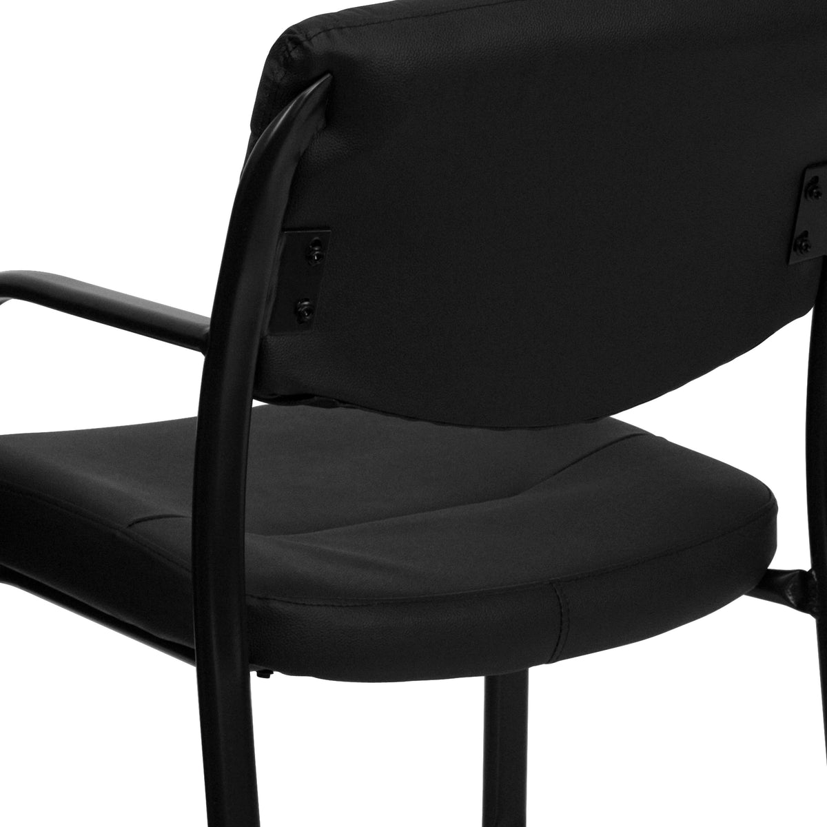 Black LeatherSoft Executive Reception Chair with Sled Base and Foam Padded Seat