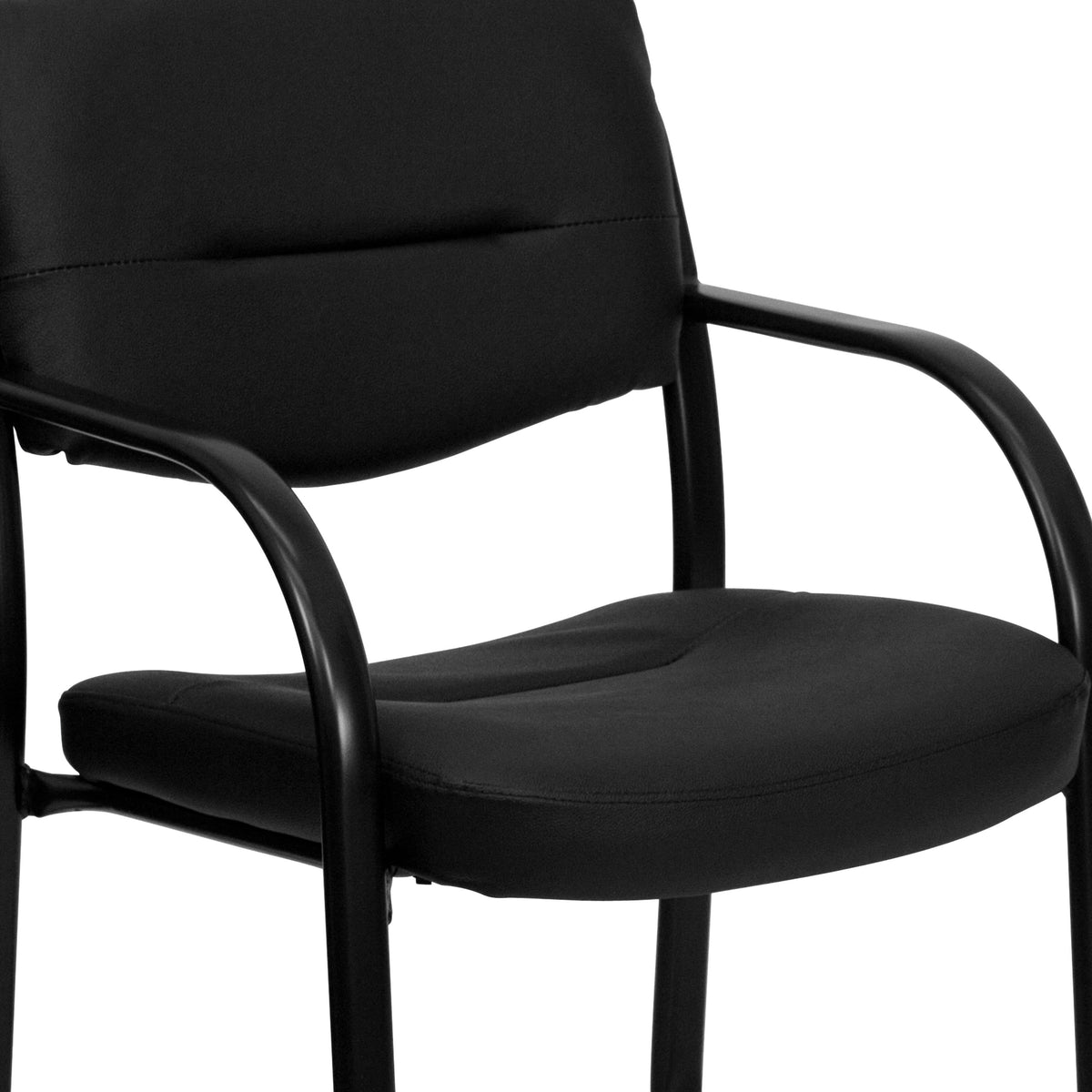 Black LeatherSoft Executive Reception Chair with Sled Base and Foam Padded Seat