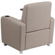 Gray |#| Gray LeatherSoft Guest Chair with Tablet Arm, Front Wheel Casters and Cup Holder