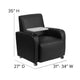Black |#| Black LeatherSoft Guest Chair w/Tablet Arm, Front Wheel Casters &Cup Holder