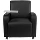 Black |#| Black LeatherSoft Guest Chair w/Tablet Arm, Front Wheel Casters &Cup Holder