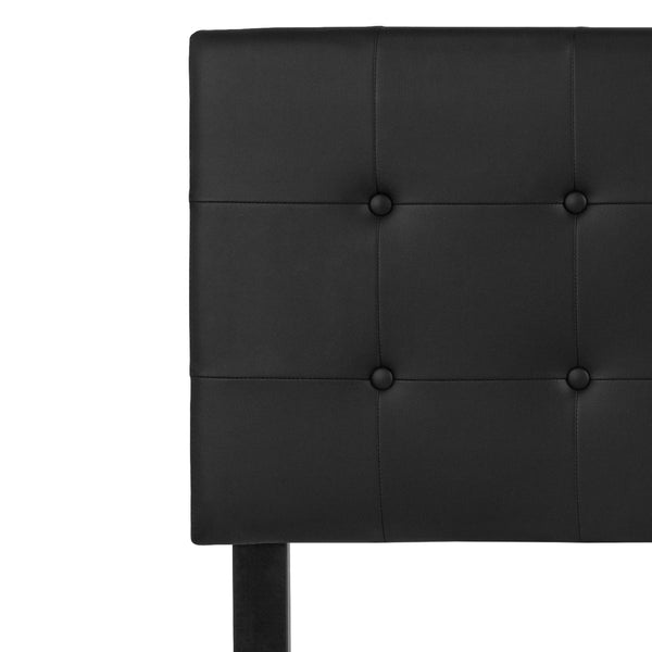 Black,Full |#| Button Tufted Upholstered Full Size Headboard in Black Vinyl