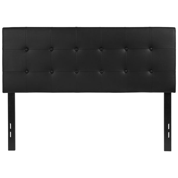 Black,Full |#| Button Tufted Upholstered Full Size Headboard in Black Vinyl