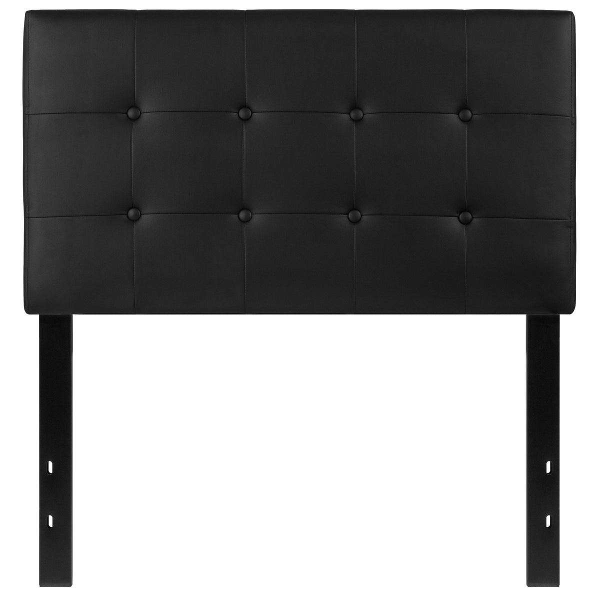 Black,Twin |#| Button Tufted Upholstered Twin Size Headboard in Black Vinyl