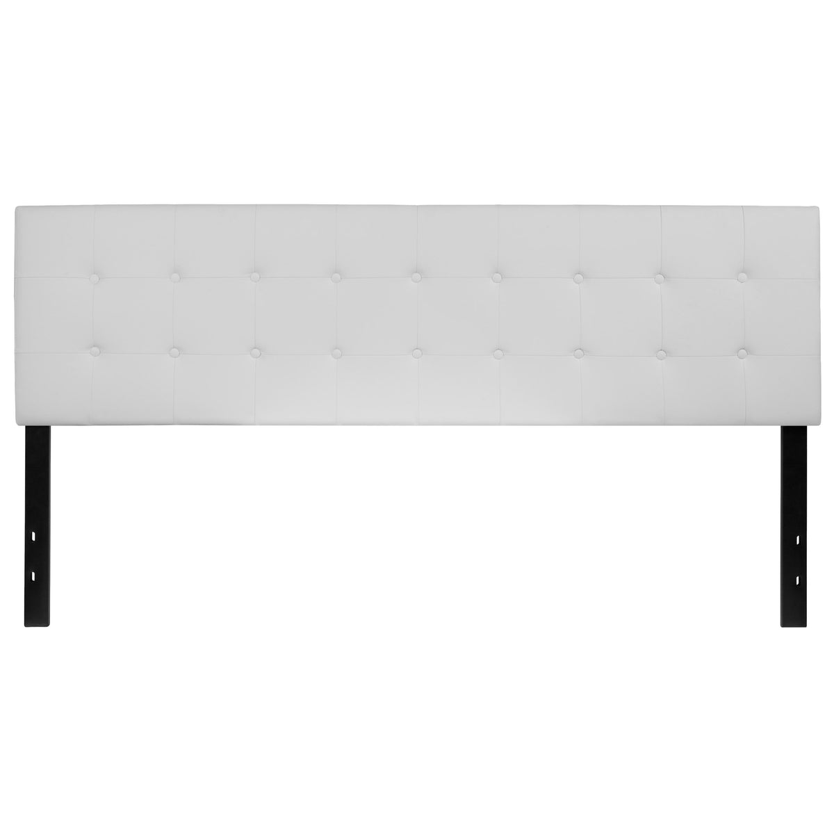 White,King |#| Button Tufted Upholstered King Size Headboard in White Vinyl