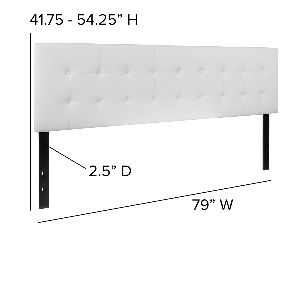 White,King |#| Button Tufted Upholstered King Size Headboard in White Vinyl