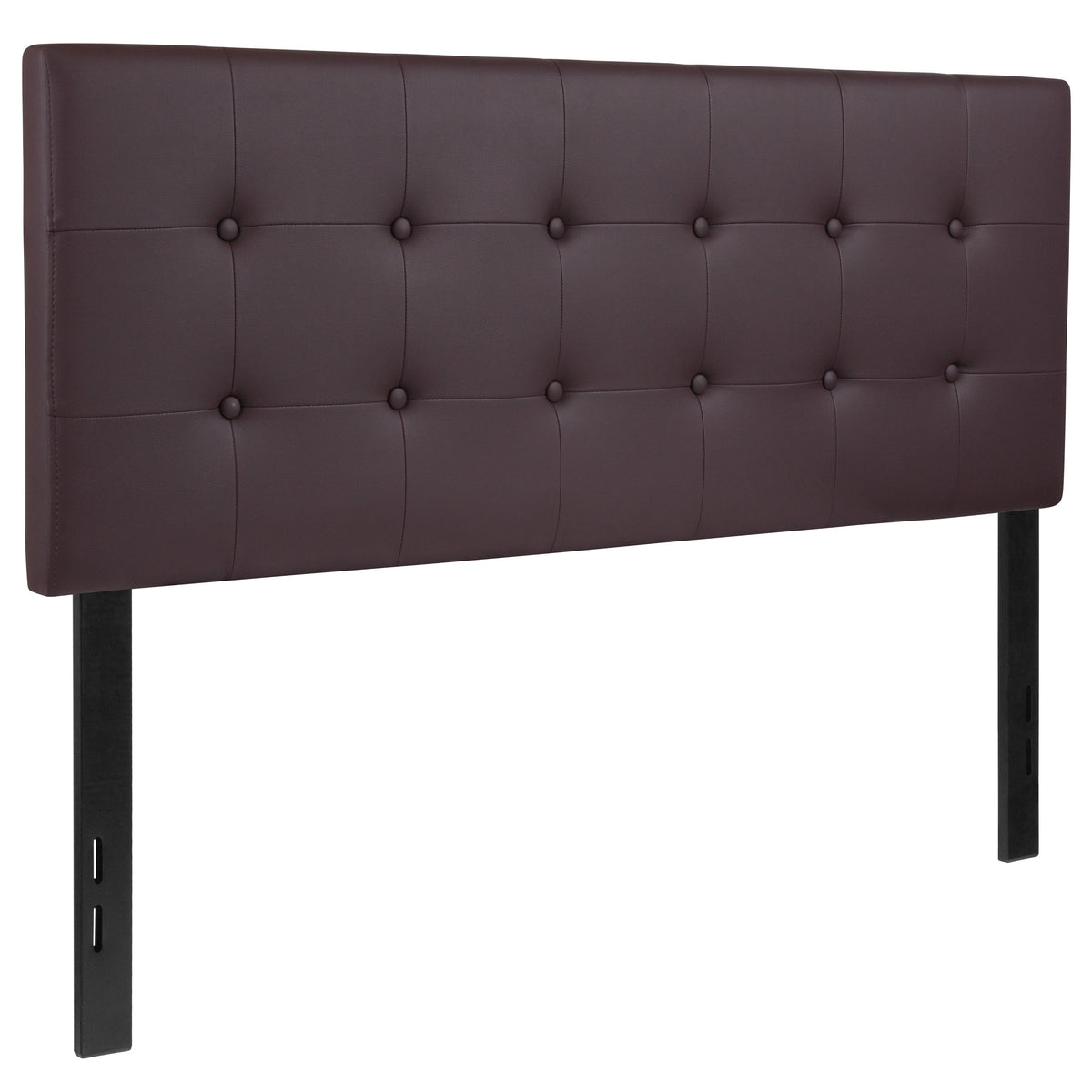 Brown,Full |#| Button Tufted Upholstered Full Size Headboard in Brown Vinyl