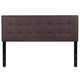 Brown,Queen |#| Button Tufted Upholstered Queen Size Headboard in Brown Vinyl