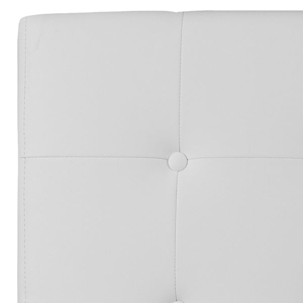 White,Twin |#| Button Tufted Upholstered Twin Size Headboard in White Vinyl